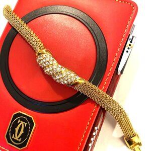 Jacqueline Kennedy, Pave Crystal Gold Mesh Bracelet, Camrose & Kross